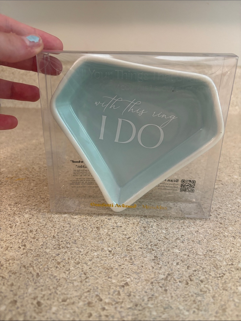 Diamond Ring Trinket Dish in Light Aqua